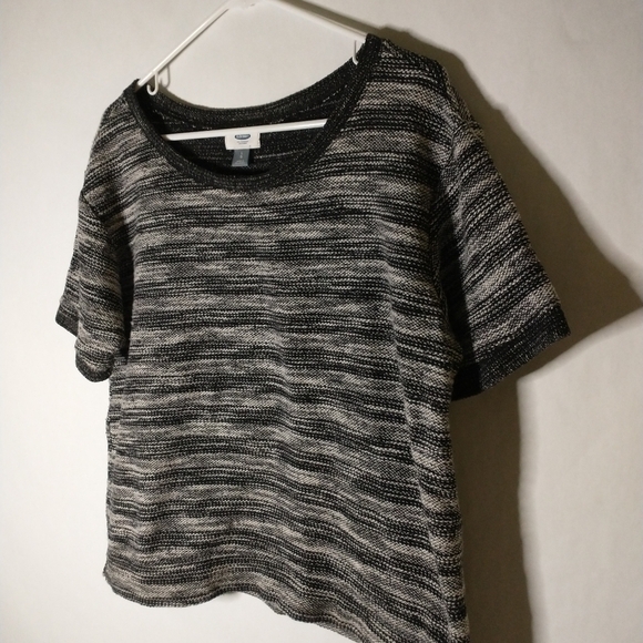 Old Navy black & white striped top size large - Picture 4 of 6